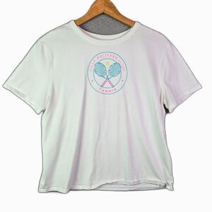 Lilly Pulitzer Luxletic Tennis Tee White M Preppy Tenniscore Graphic